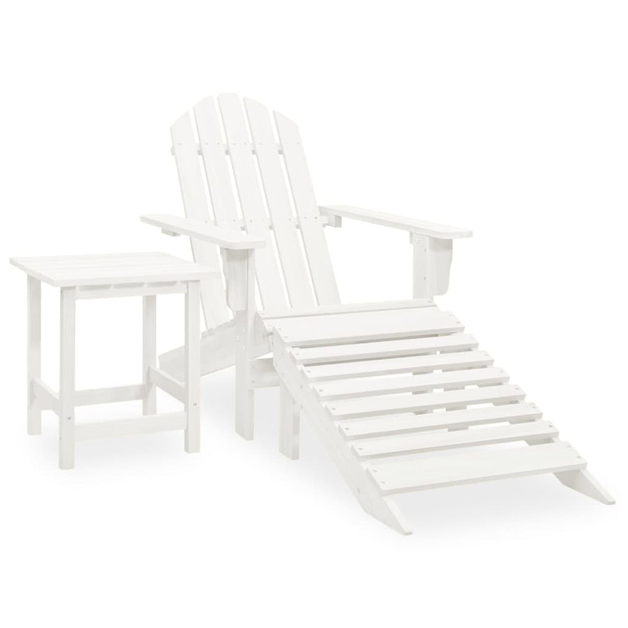 Tuinstoel Adirondack Met Voetenbank Tafel Massief Vurenhout Wit