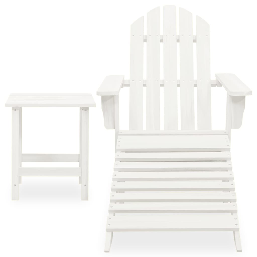 Tuinstoel Adirondack Met Voetenbank Tafel Massief Vurenhout Wit