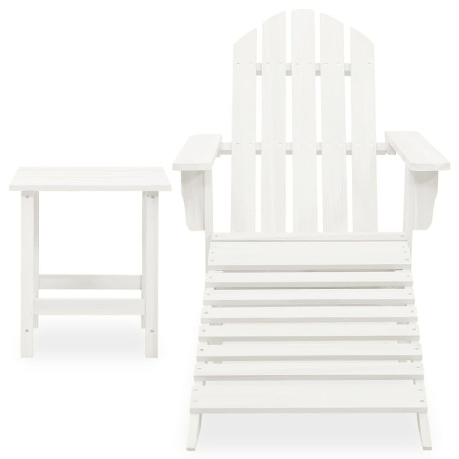 Tuinstoel Adirondack Met Voetenbank Tafel Massief Vurenhout Wit
