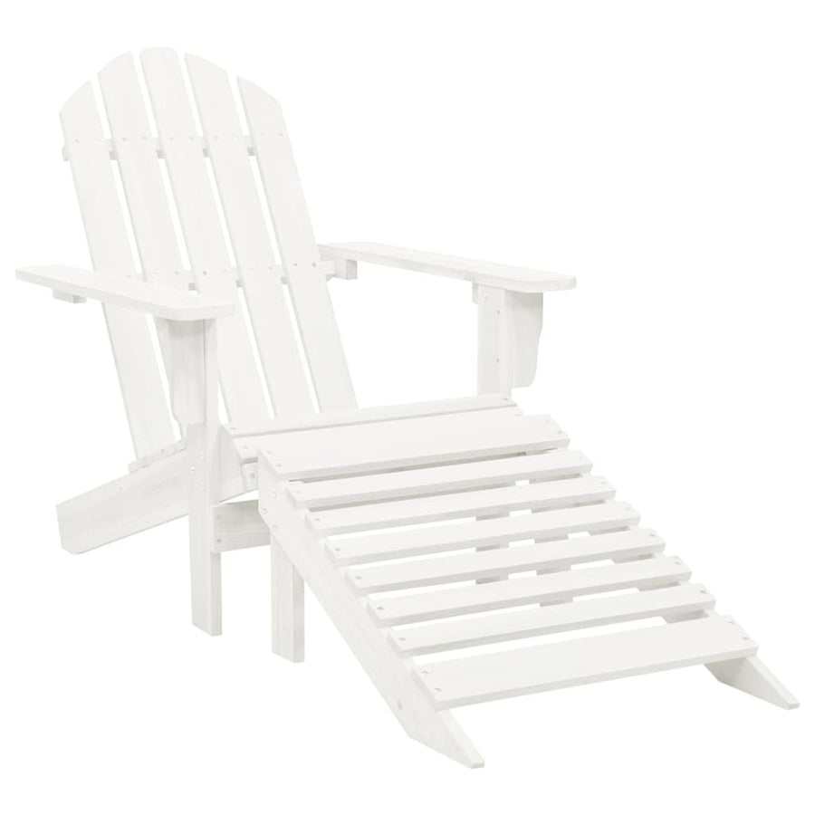 Tuinstoel Adirondack Met Voetenbank Tafel Massief Vurenhout Wit