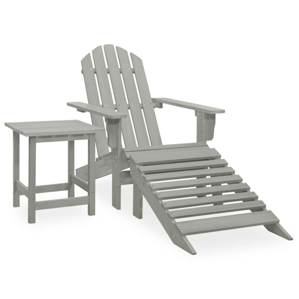 Tuinstoel Adirondack Voetenbank Tafel Massief Vurenhout Grijs