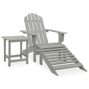 Tuinstoel Adirondack met voetenbank en tafel massief vurenhout grijs