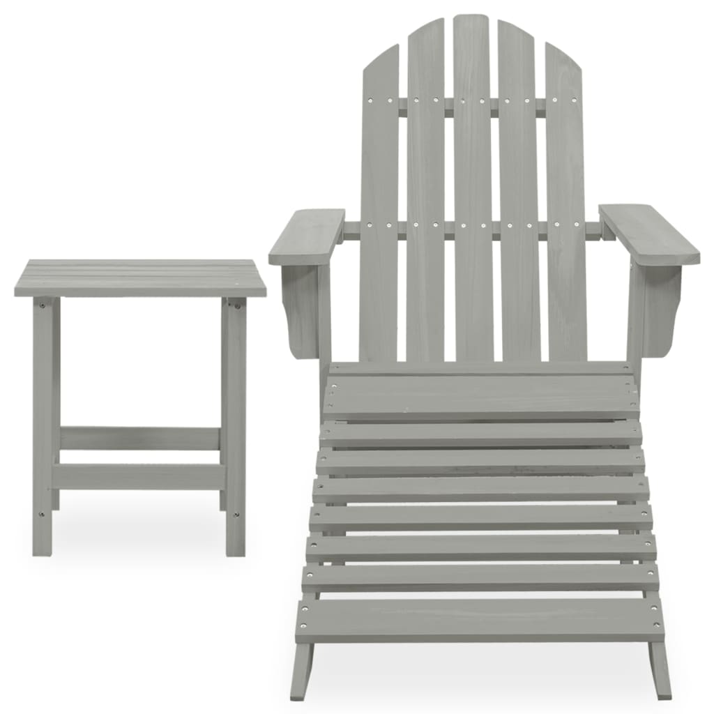 Tuinstoel Adirondack Voetenbank Tafel Massief Vurenhout Grijs