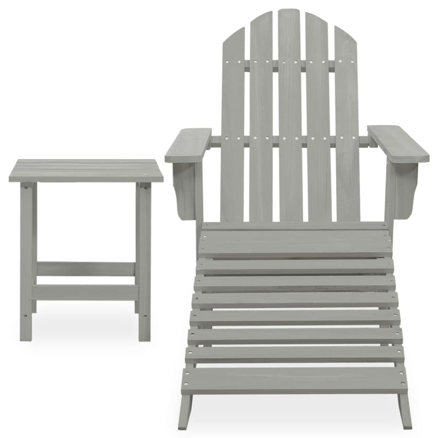 Tuinstoel Adirondack Voetenbank Tafel Massief Vurenhout Grijs