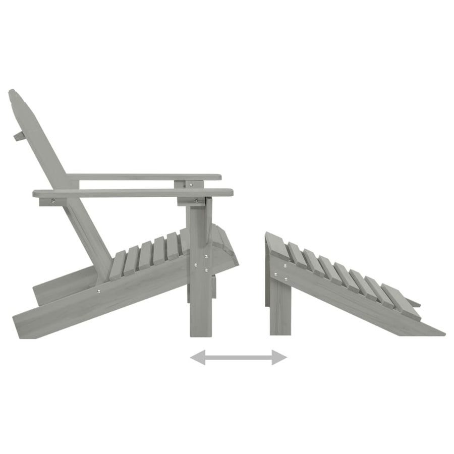 Tuinstoel Adirondack Voetenbank Tafel Massief Vurenhout Grijs