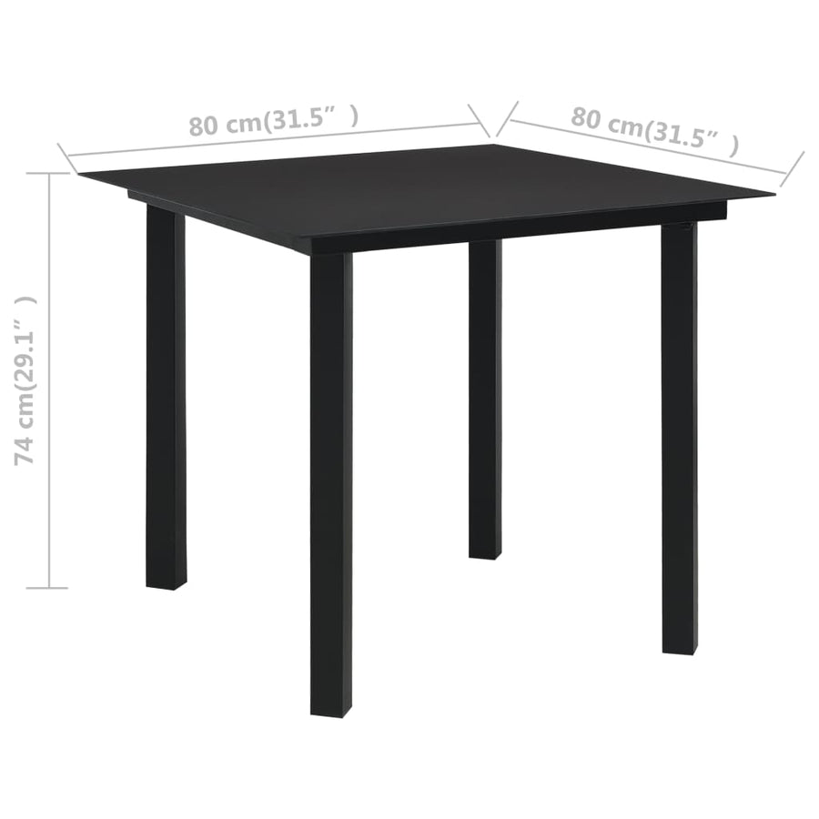 5-delige Tuinset glas en staal zwart
