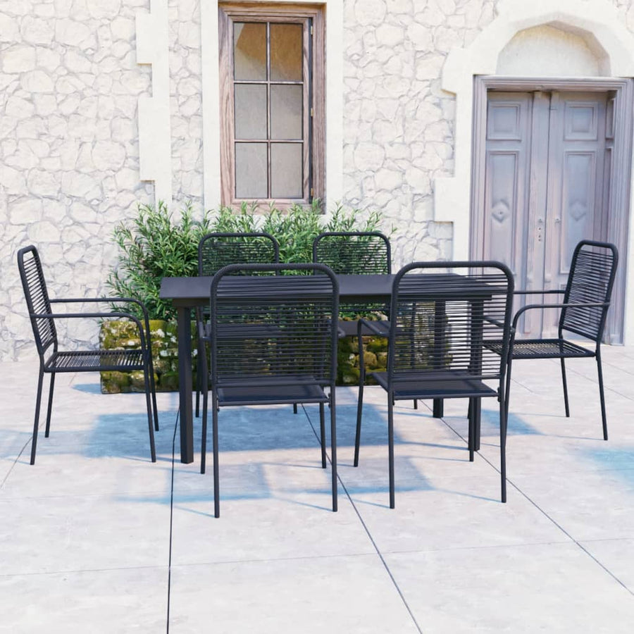 7-Delige Tuinset Glas En Staal Zwart 7