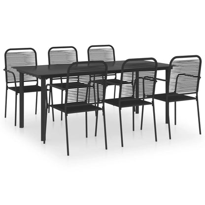 7-delige Tuinset glas en staal zwart