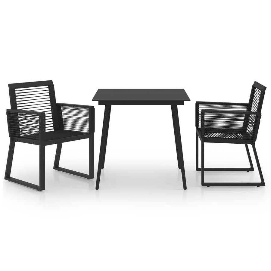 -Delige Tuinset Pvc-Rattan Zwart 3 80 cm tafellengte