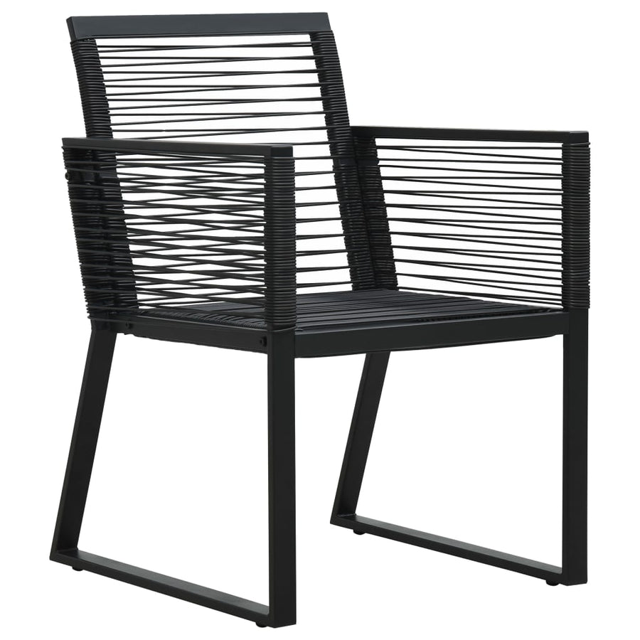 -Delige Tuinset Pvc-Rattan Zwart 3 80 cm tafellengte