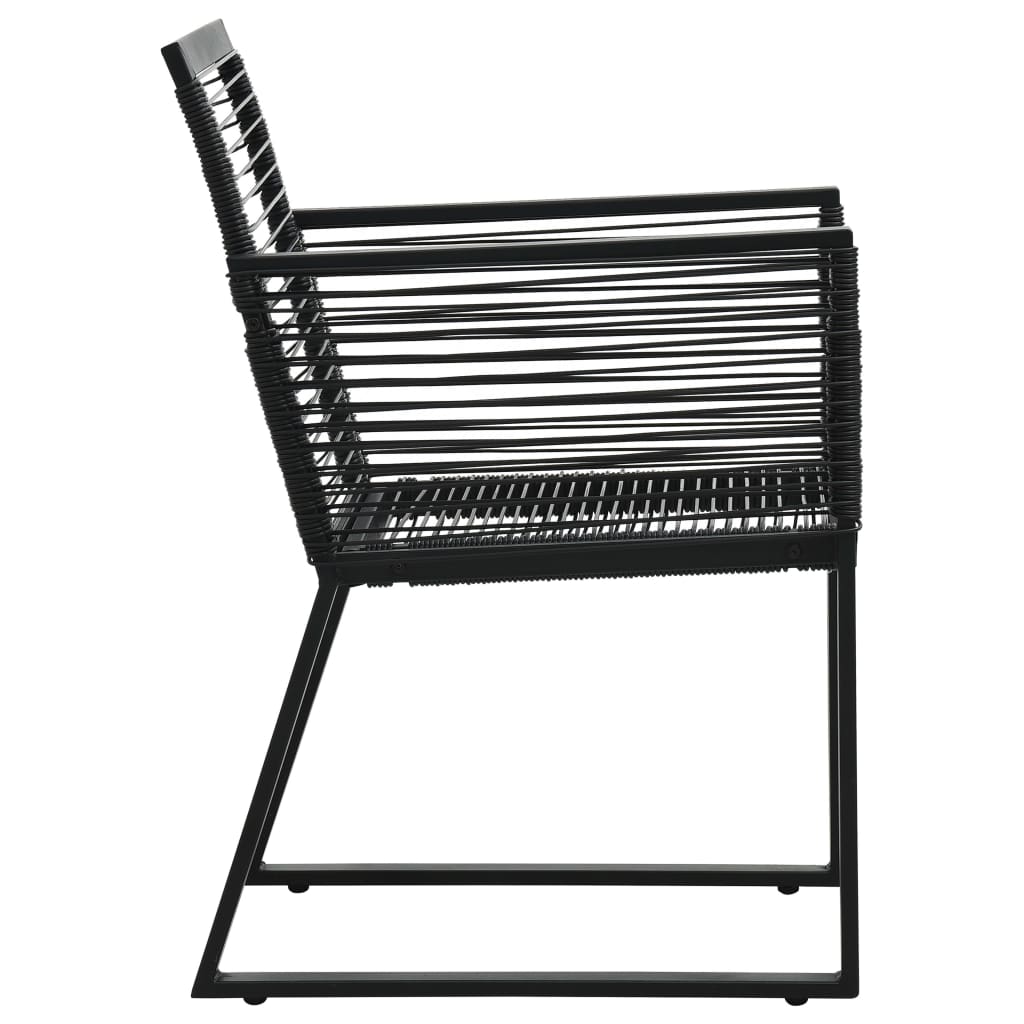 -Delige Tuinset Pvc-Rattan Zwart 3 80 cm tafellengte