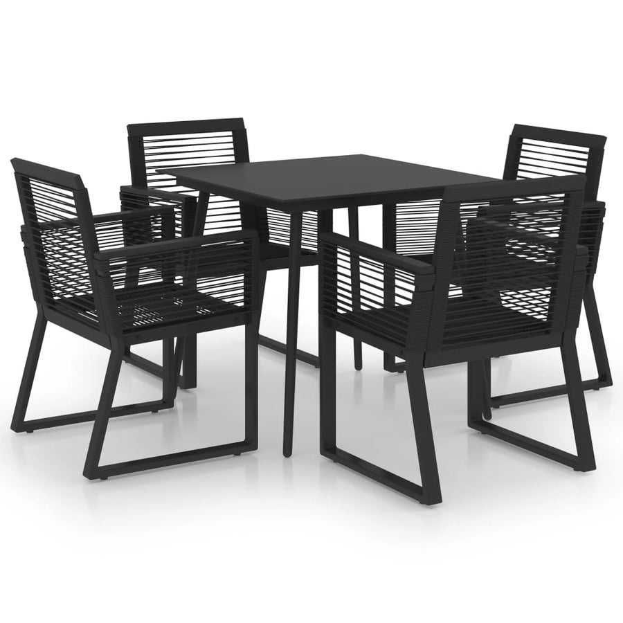 -Delige Tuinset Pvc-Rattan Zwart 5 80 cm tafellengte