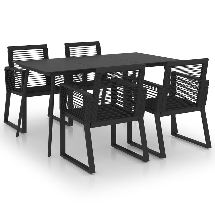 -Delige Tuinset Pvc-Rattan Zwart 5 150 cm tafellengte