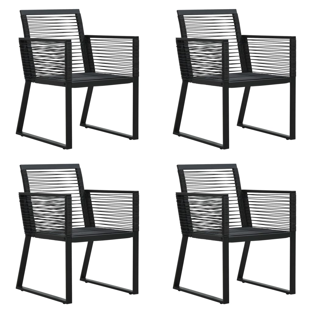 -Delige Tuinset Pvc-Rattan Zwart 5 150 cm tafellengte