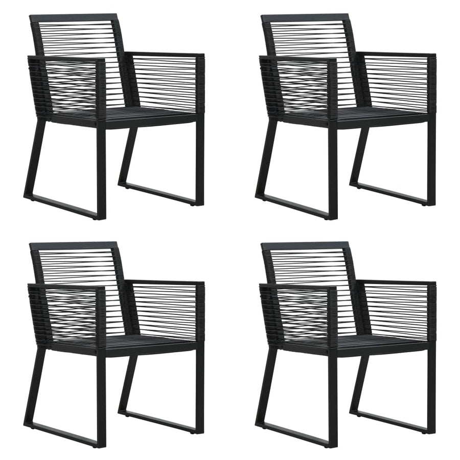 -Delige Tuinset Pvc-Rattan Zwart 5 150 cm tafellengte