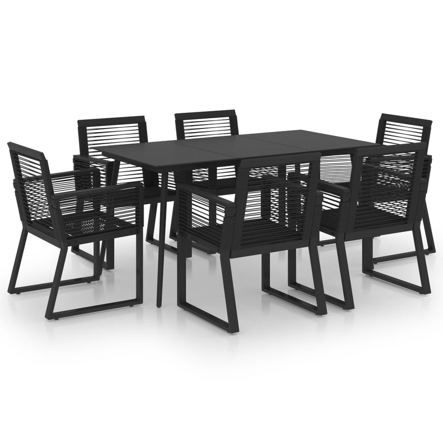 -Delige Tuinset Pvc-Rattan Zwart 7 150 cm tafellengte
