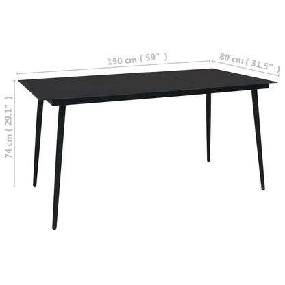 -Delige Tuinset Pvc-Rattan Zwart 7 150 cm tafellengte