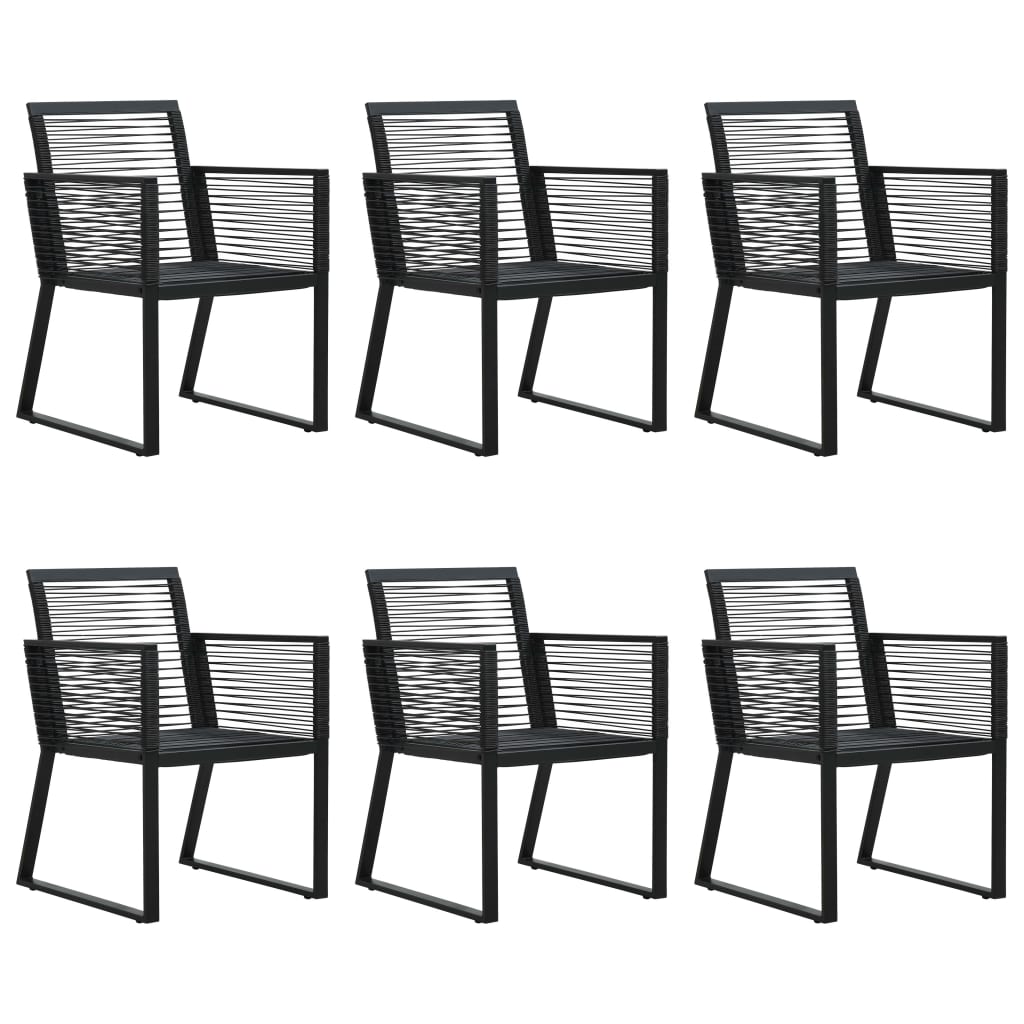 -Delige Tuinset Pvc-Rattan Zwart 7 150 cm tafellengte