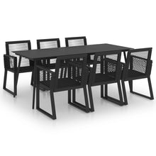 -Delige Tuinset Pvc-Rattan Zwart 7 190 cm tafellengte