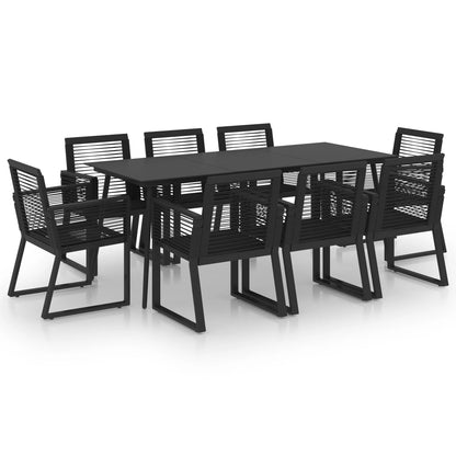 -Delige Tuinset Pvc-Rattan Zwart 9 190 cm tafellengte