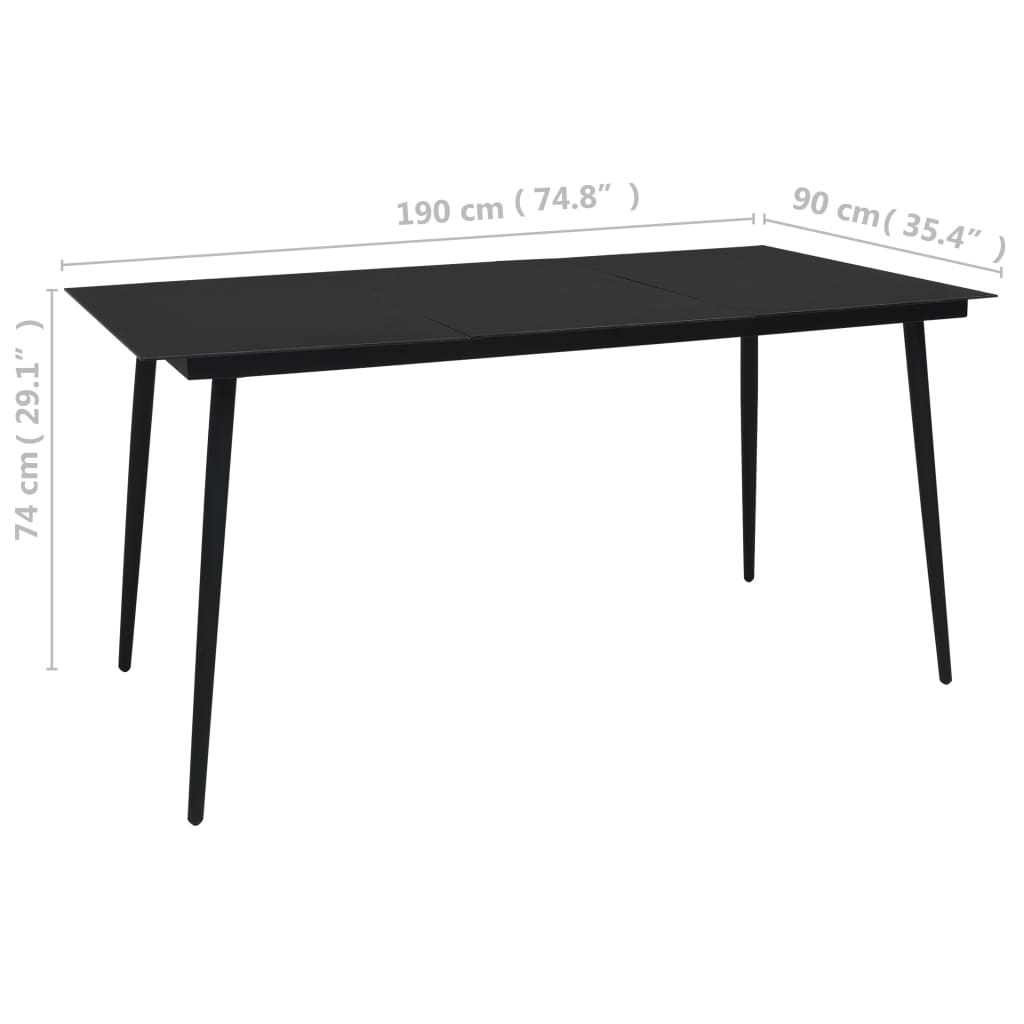 -Delige Tuinset Pvc-Rattan Zwart 9 190 cm tafellengte