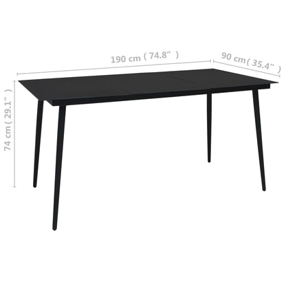 -Delige Tuinset Pvc-Rattan Zwart 9 190 cm tafellengte