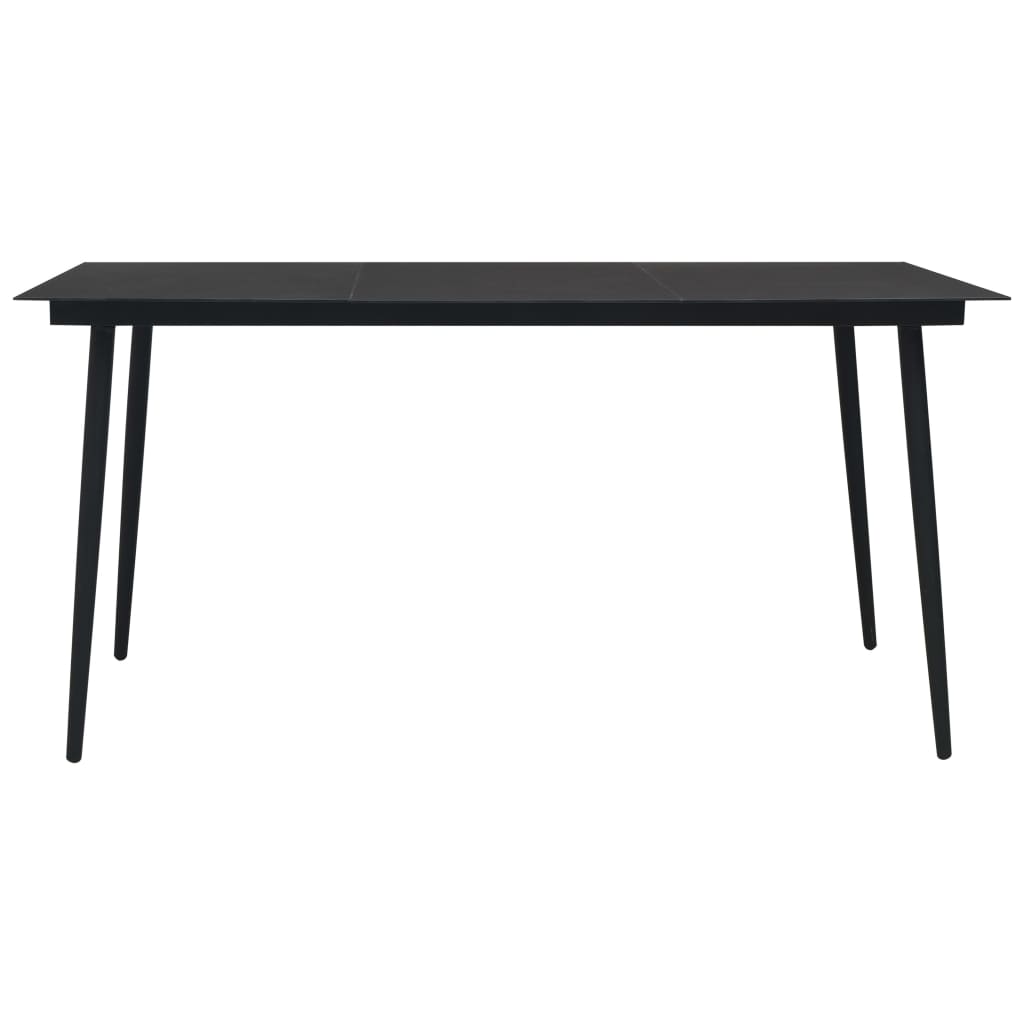 -Delige Tuinset Pvc-Rattan Zwart 9 190 cm tafellengte