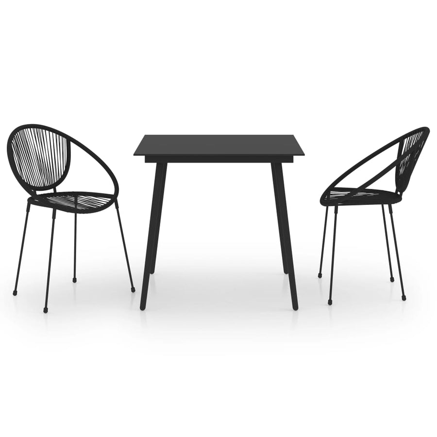 3-Delige Tuinset Pvc-Rattan Zwart