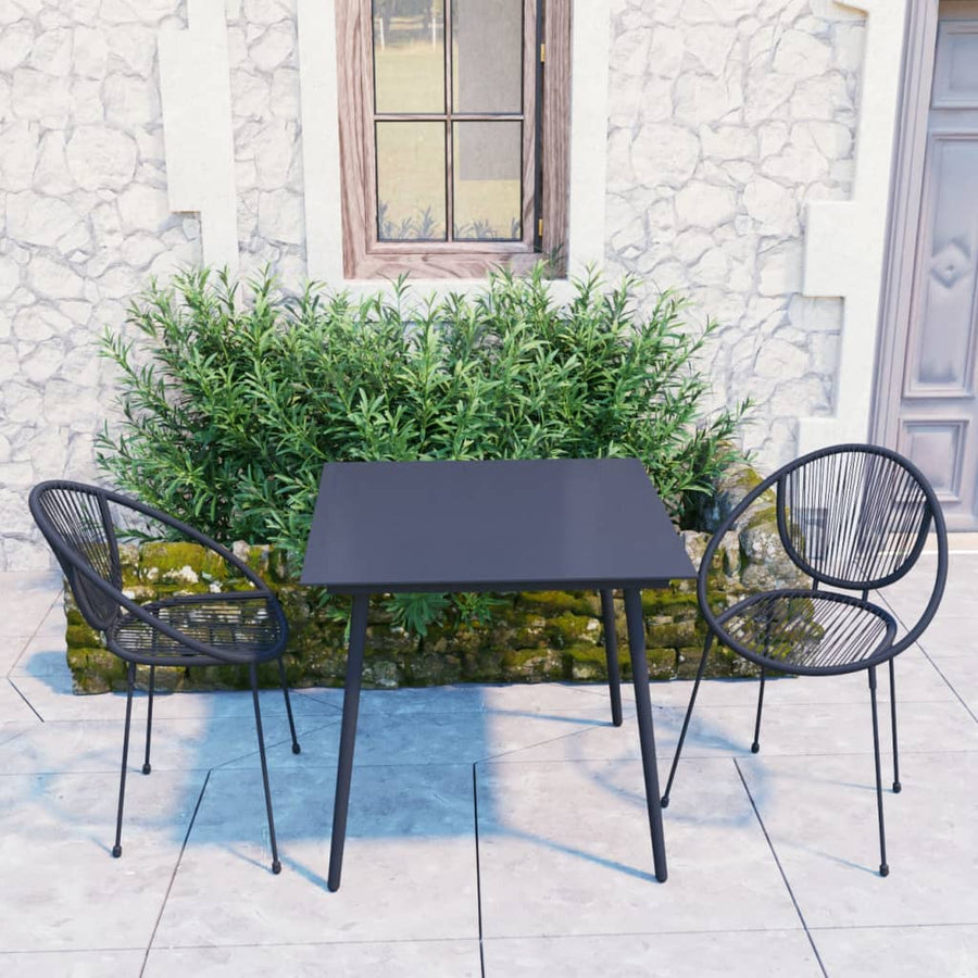 3-Delige Tuinset Pvc-Rattan Zwart