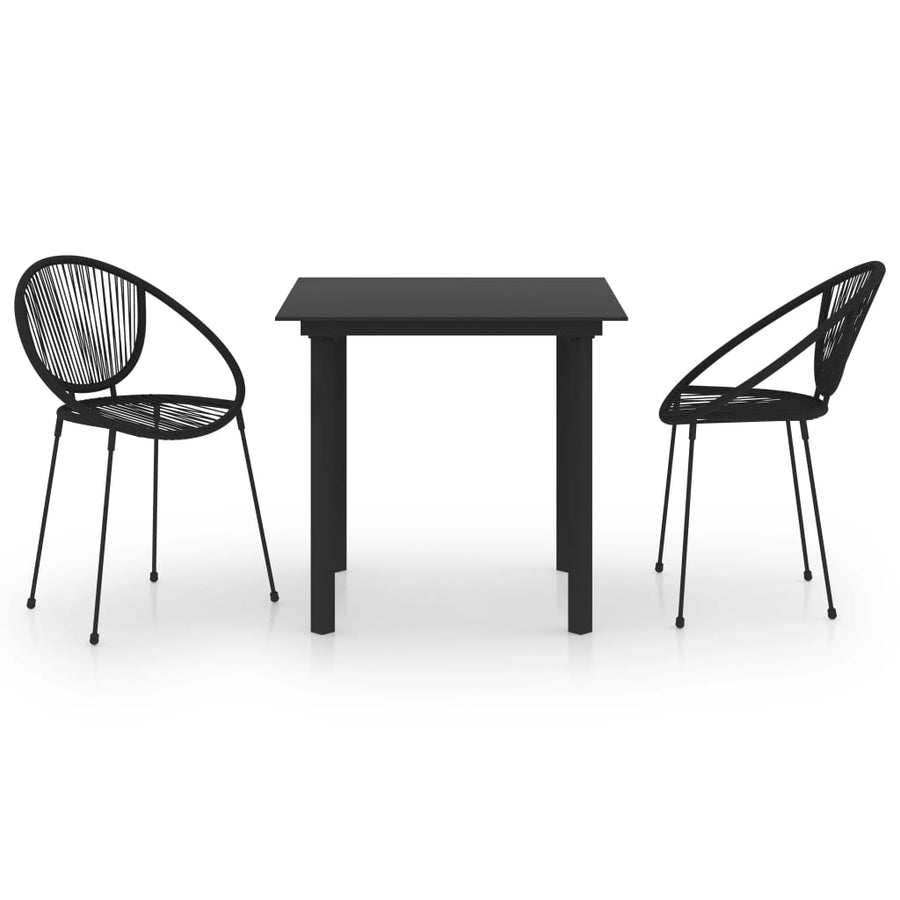 3-Delige Tuinset Pvc-Rattan Zwart