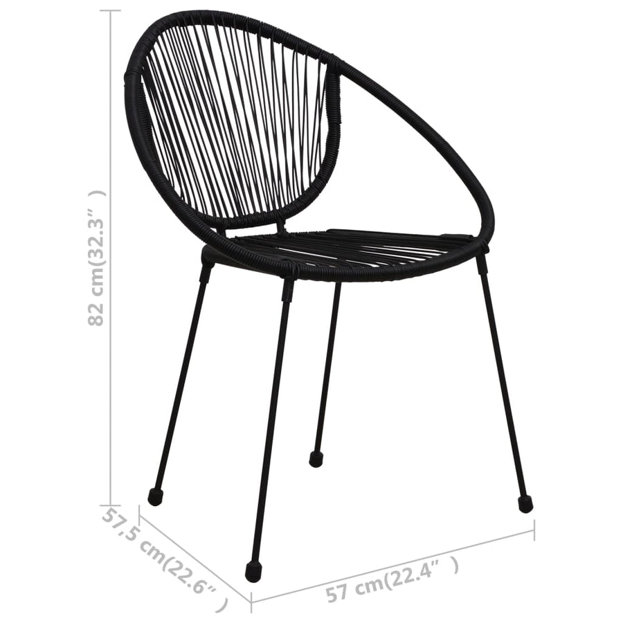 3-Delige Tuinset Pvc-Rattan Zwart
