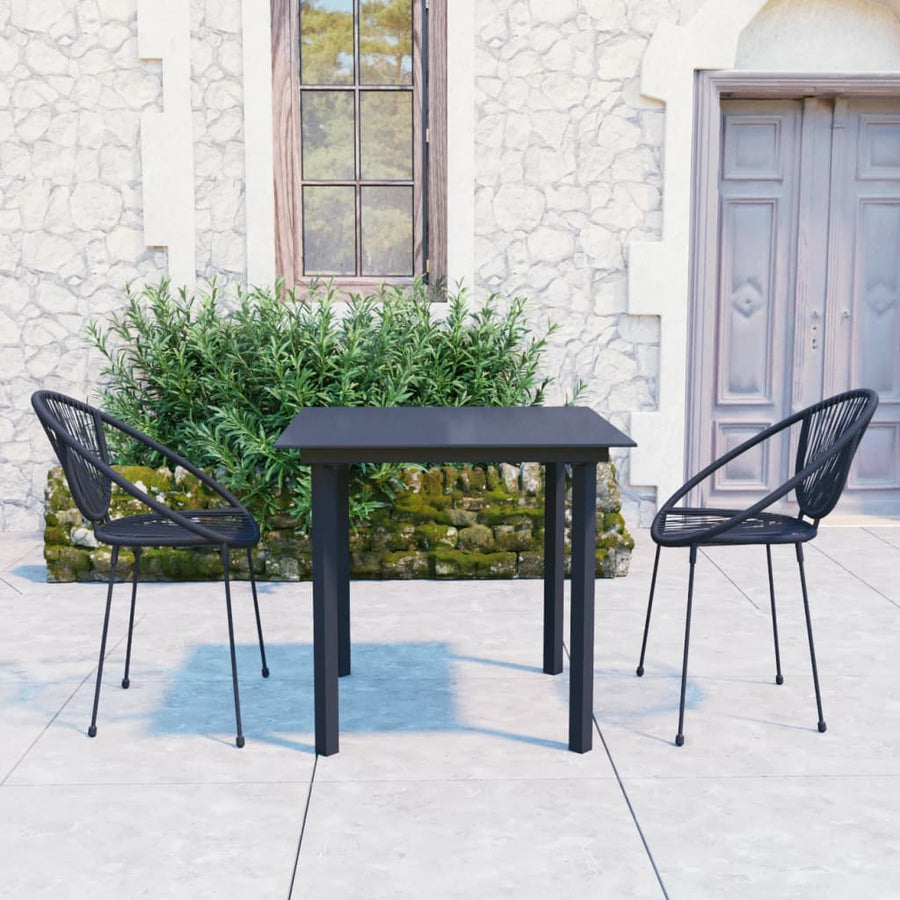 3-Delige Tuinset Pvc-Rattan Zwart
