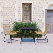 Tuinset poly rattan glas eiken zwart