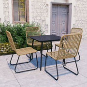 Tuinset poly rattan 5-delig met glas
