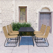 Tuinset 7-delig poly rattan glas bruin
