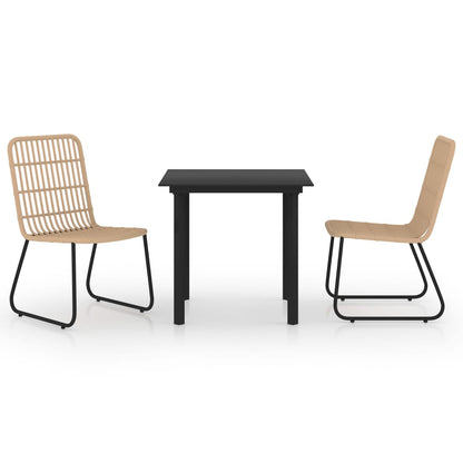 3-delige Tuinset poly rattan en glas