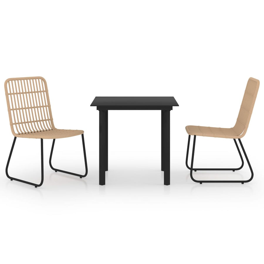 3-delige Tuinset poly rattan en glas
