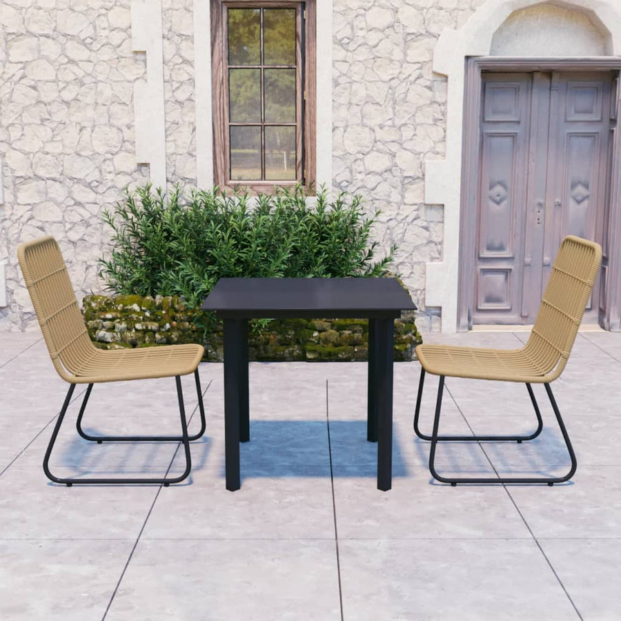 3-delige Tuinset poly rattan en glas