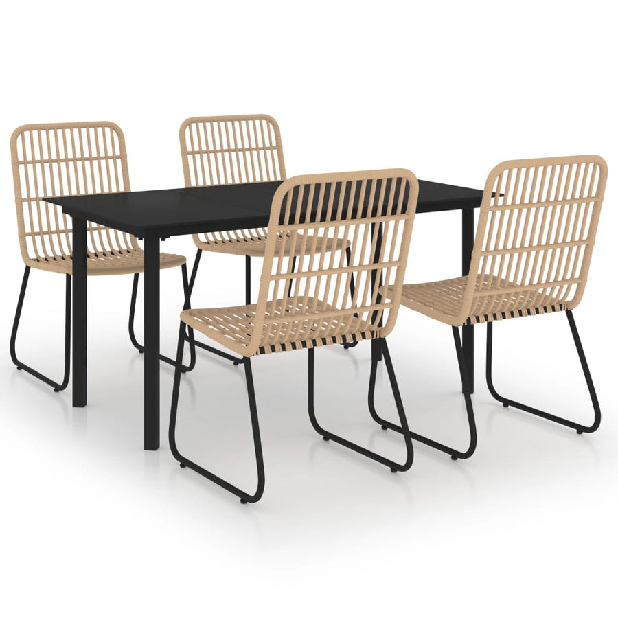 5-Delige Tuinset Poly Rattan En Glas 5