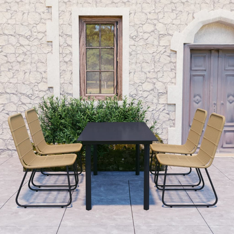 5-Delige Tuinset Poly Rattan En Glas 5