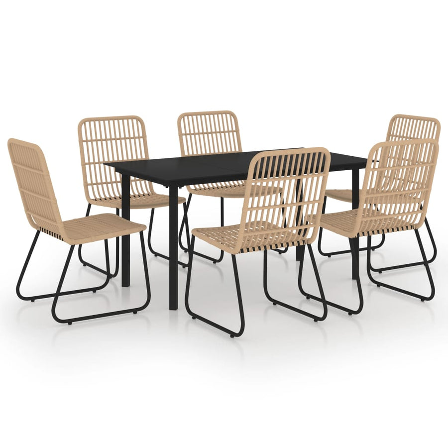 7-Delige Tuinset Poly Rattan En Glas 7