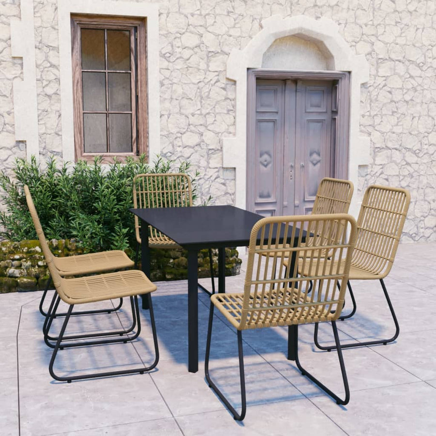 7-Delige Tuinset Poly Rattan En Glas 7