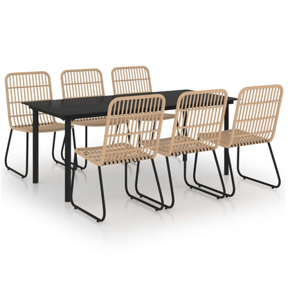 7-delige Tuinset poly rattan en glas