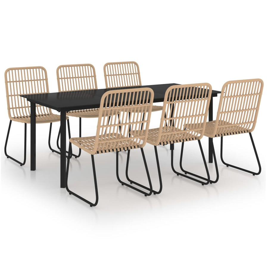 7-delige Tuinset poly rattan en glas