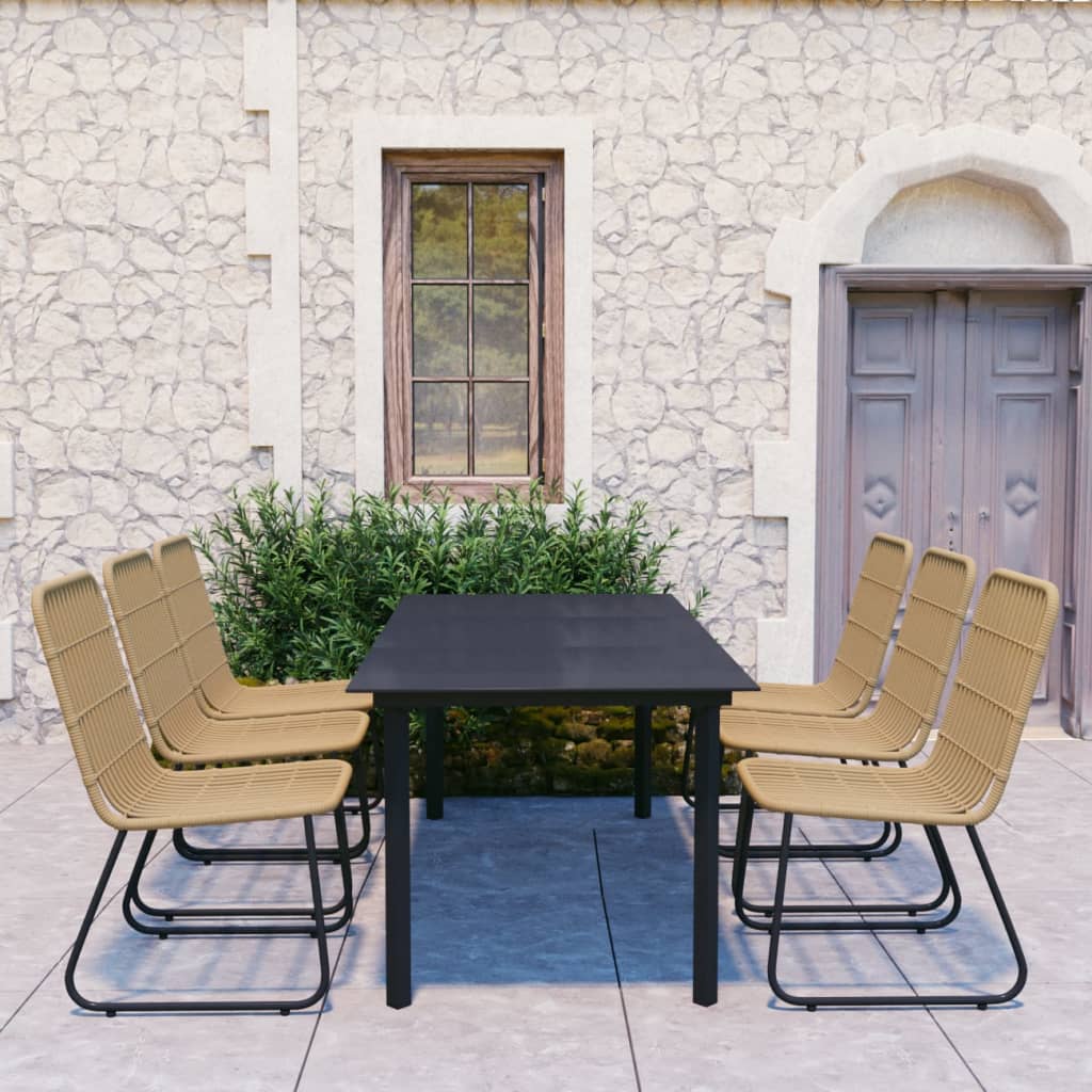 7-delige Tuinset poly rattan en glas
