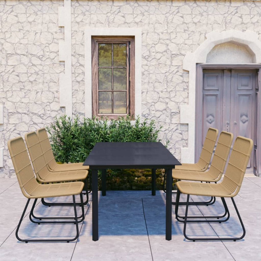 7-delige Tuinset poly rattan en glas
