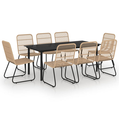 9-delige Tuinset poly rattan en glas