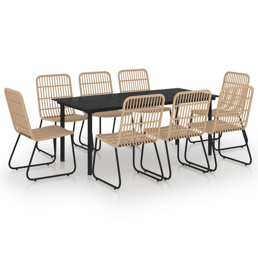 9-delige Tuinset poly rattan en glas