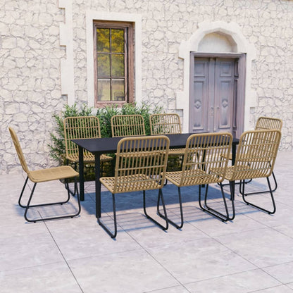 9-delige Tuinset poly rattan en glas