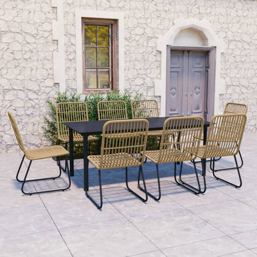 9-delige Tuinset poly rattan en glas
